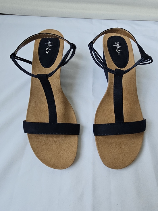 Style & Co. Shoes - Style & Co. Mulan Wedge Sandals – Navy Blue (T-Strap)